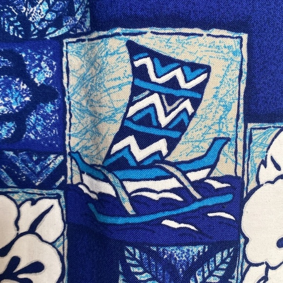 HAWAII Mens 3X Button front Hawaiian Shirt fish canoes pineapple Cotton Vintage - Picture 6 of 8